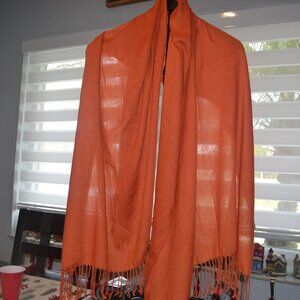 Pre-owned Bright Orange large scarf with fringe/tassels